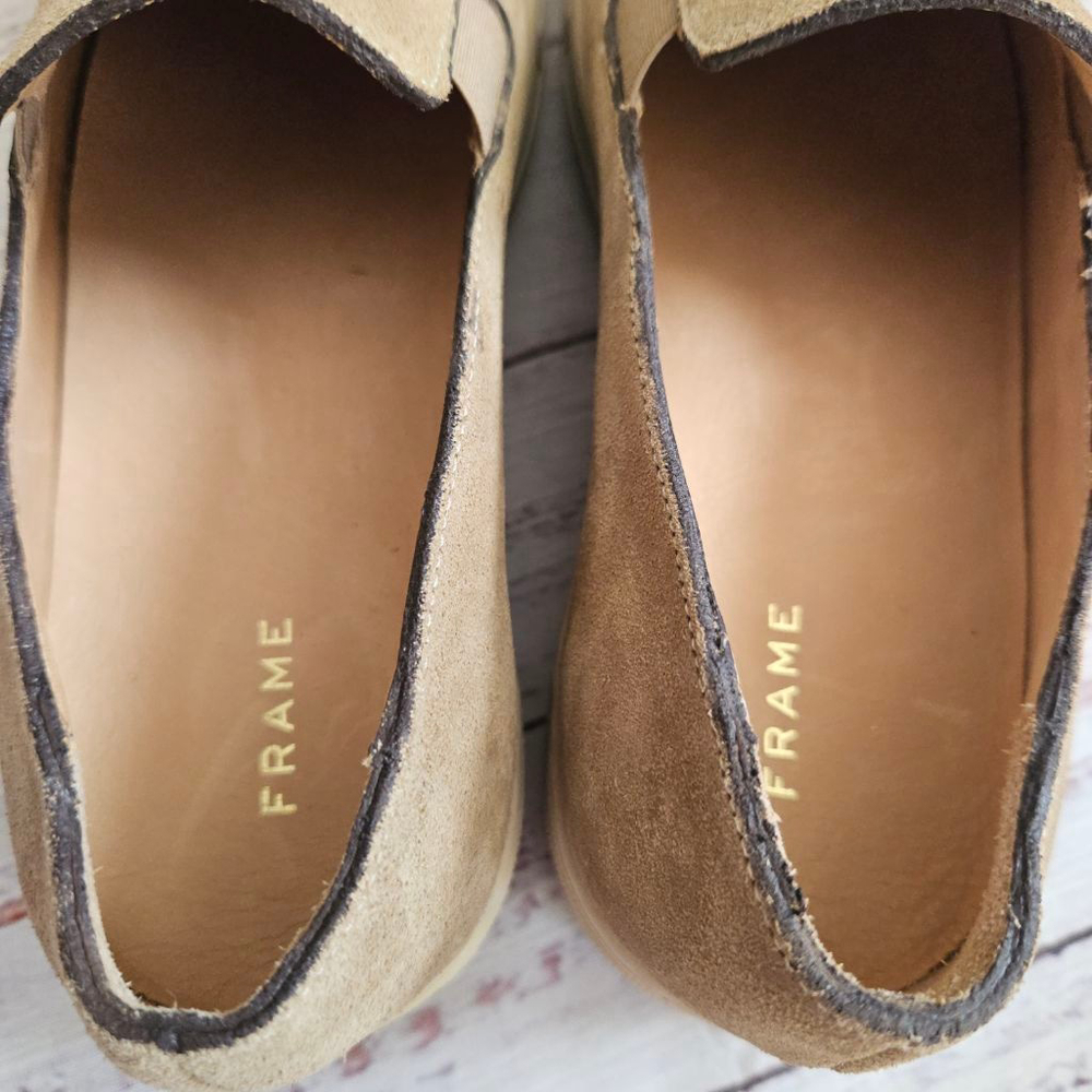 Frame Le Ren Suede Tan Slip On Platform Sneakers Minimalist Neutral Womens 39 - Picture 3 of 6